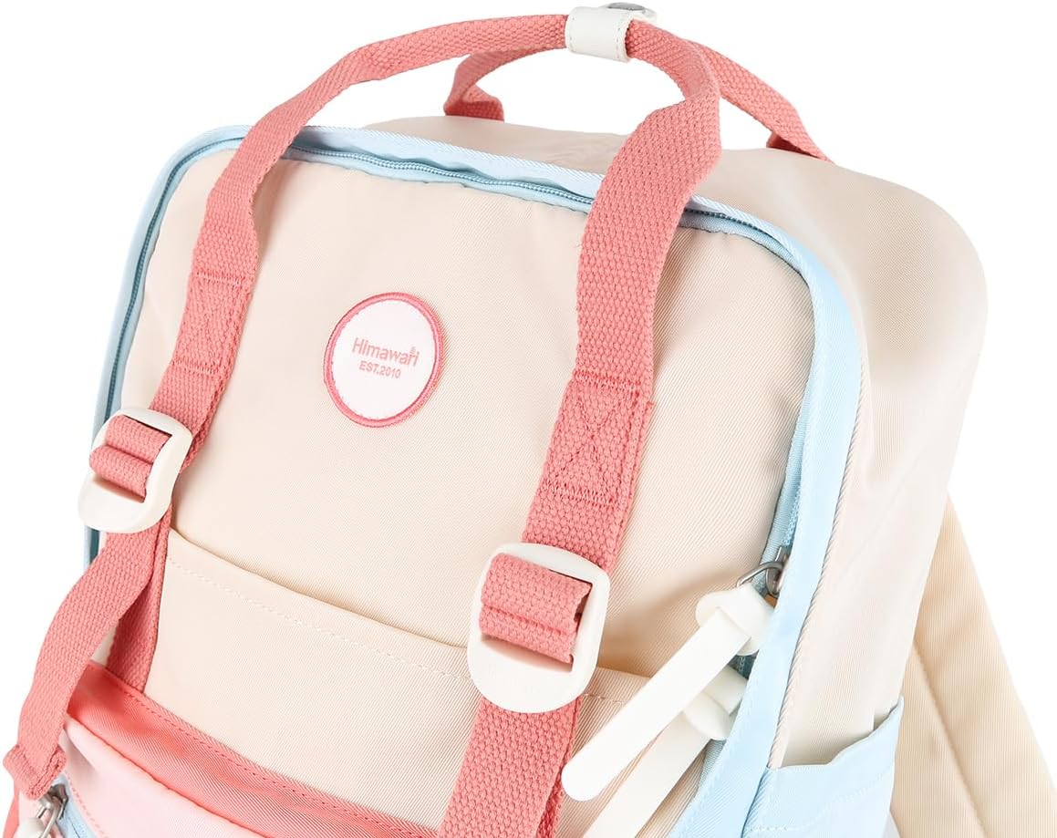 himawari Laptop Backpack for Women, 14.9 Inch,Large Capacity College Bookbag for School, Waterproof Casual Daypack for Travel-1088-05#Pink&Blue - Image 4