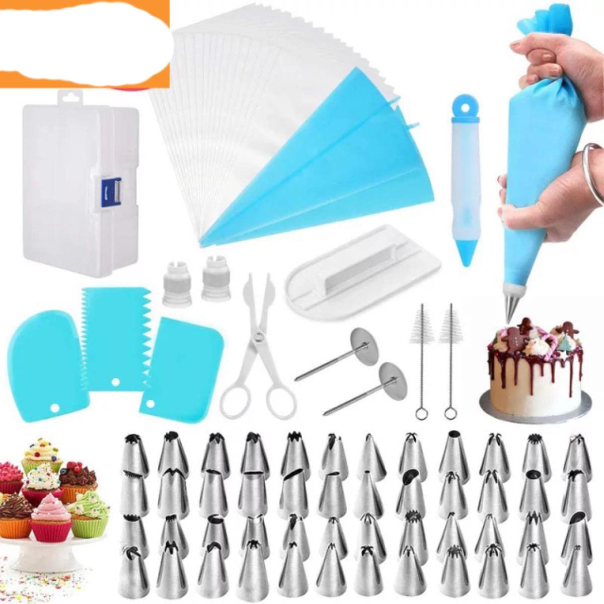82 unids/set crema pastelería decoración pastelería accesorios para hornear boquilla inoxidable decoración boca crema raspador pastel hornear herramientas-82 piezas