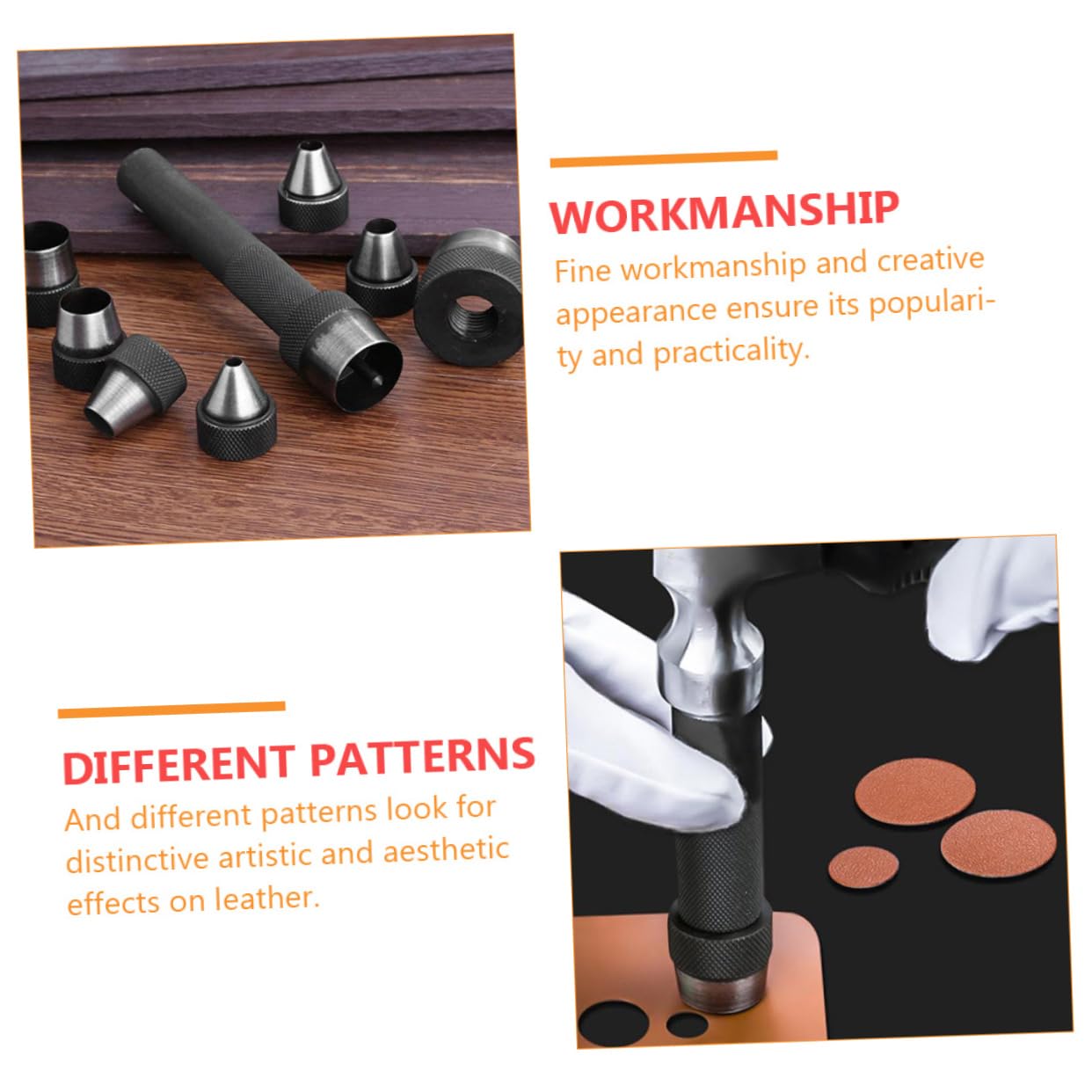 Tofficu Leather Punching Tool Set 10pcs Hole Punch for Belt Eyelet Equipment Sizes for DIY Projects