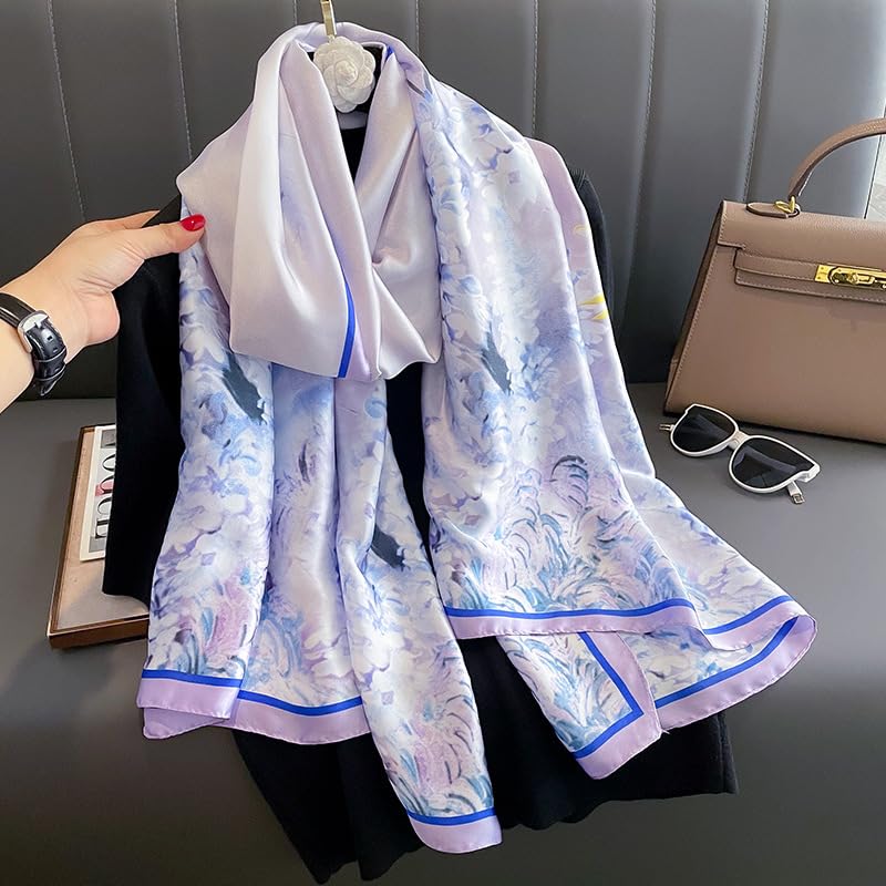 Scarves for Women Lightweight Silky Scarf Elegant Floral Pattern Sunscreen Shawls and Wraps Gifts3