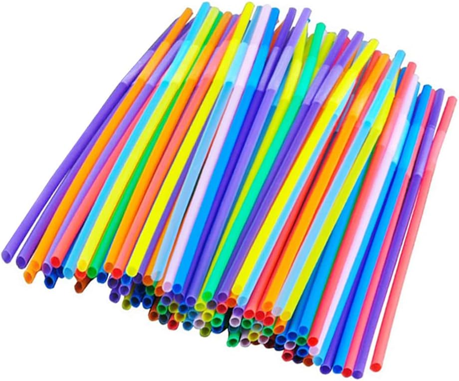 Amazon com: Multi Colored Flexible Disposable Drinking Straws Bendable