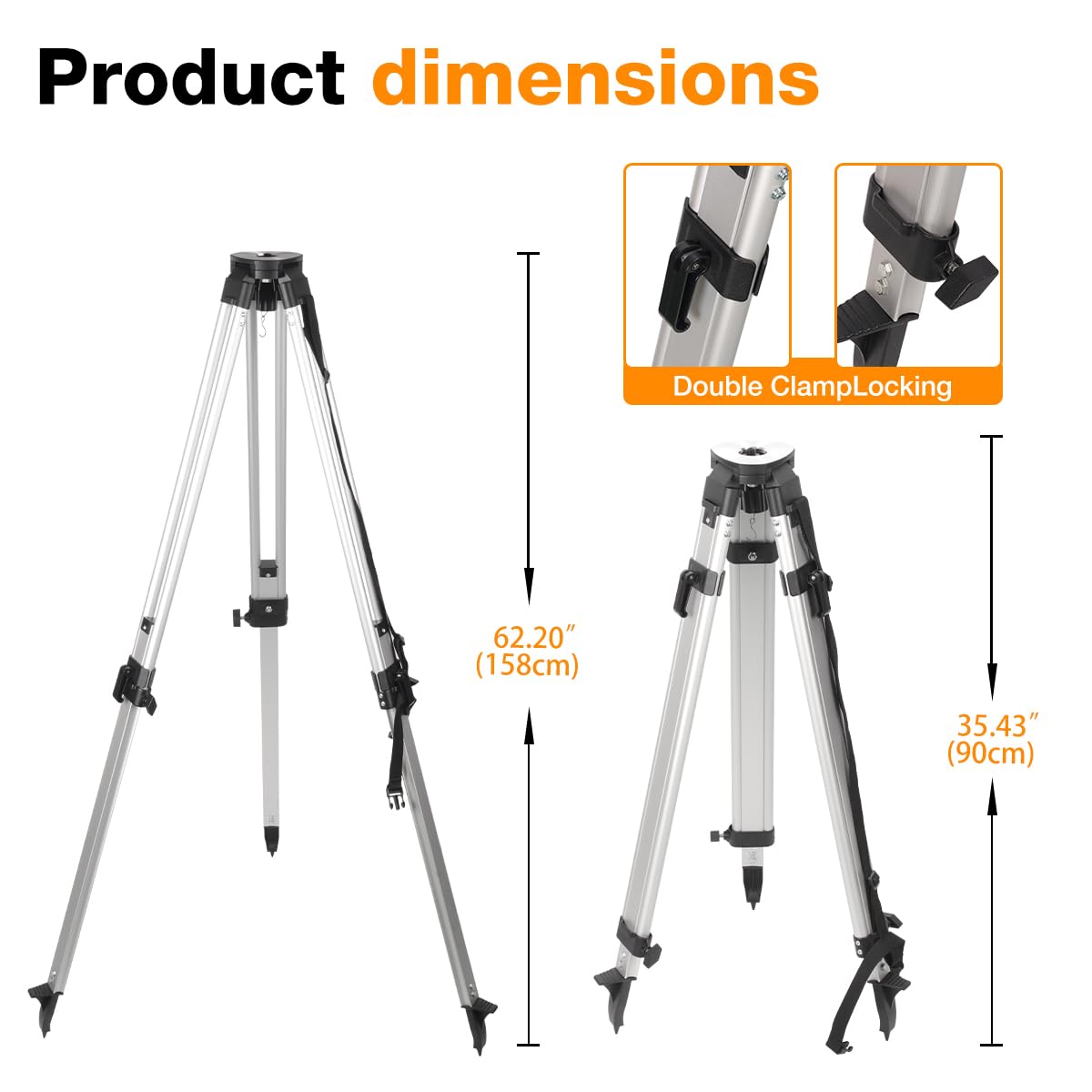 Surveying Tripod & Aluminum Rod Combo - 66" Height -3