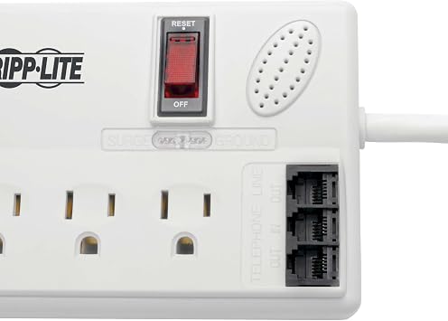 Tripp Lite Surge Protector Power Strip 8 Outlet, 6ft Cord, DSL/Phone/Modem Protection, 3150 Joules, TAA (TLP806TELTAA)