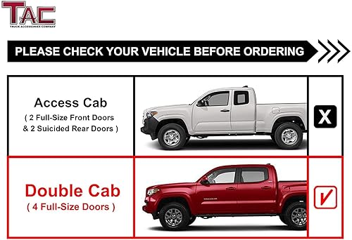 Miniatura 4 de TAC - Escalones laterales ovalados PNC de 4.25 pulgadas para Toyota Tacoma 2005-2023, camionetas de doble cabina para Toyota Tacoma 2005-2023,