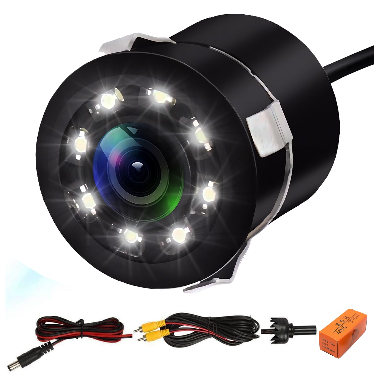 Night Vision 8 LED Waterproof Car Reverse Camera,170° Wide Angle|IP68 Waterproof |Night-Vision Compatible with Car Android Monitors, Reverse Parking Camera Night Vision Universal for All Cars-image-47