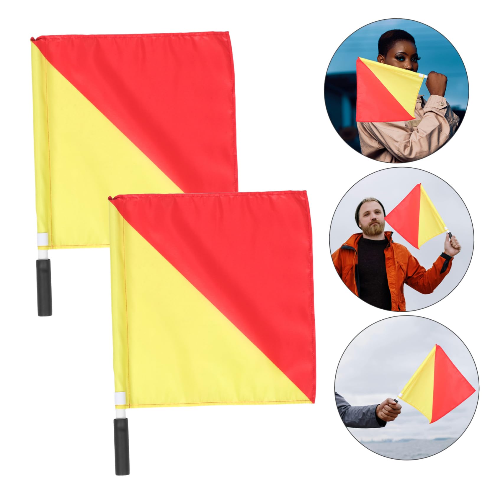 Cabilock Banderas Señalización Seguridad Para Entrenamiento Marino Y Banderas Mano Pvc Rojo Amarillo Para Ejercicios Y Comunicación Naval 2 Piezas X 5