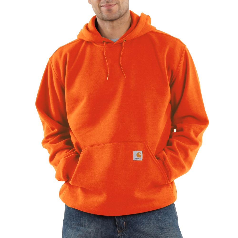 Carhartt mensK121Midweight Hooded Sweatshirt Solid Long Sleeve Shirt - orange - Medium