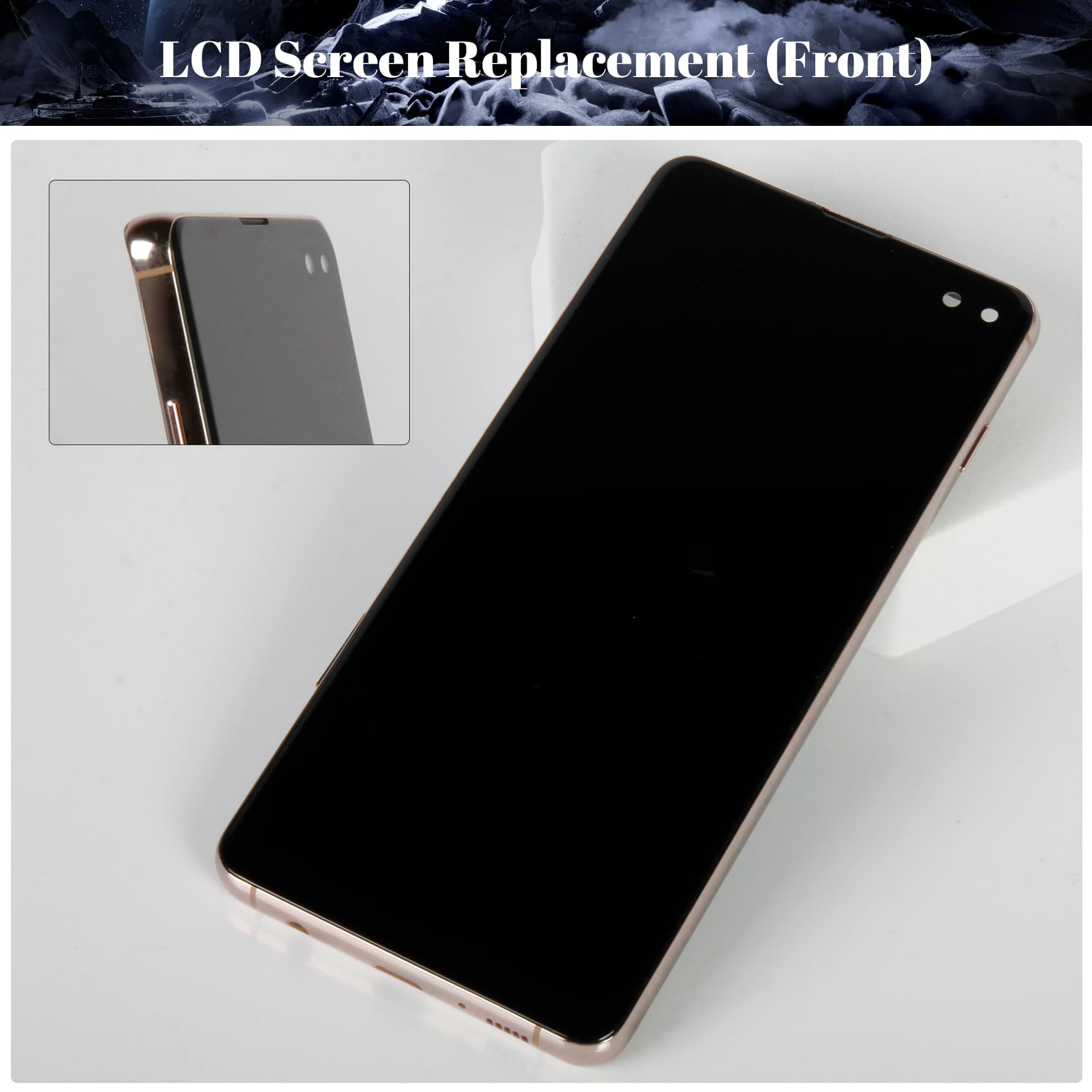 Incell Écran tactile de rechange pour Samsung Galaxy S10+ LCD SM-G975F, SM-G975U, SM-G975W avec cadre (doré, pas de fonction empreintes digitales)