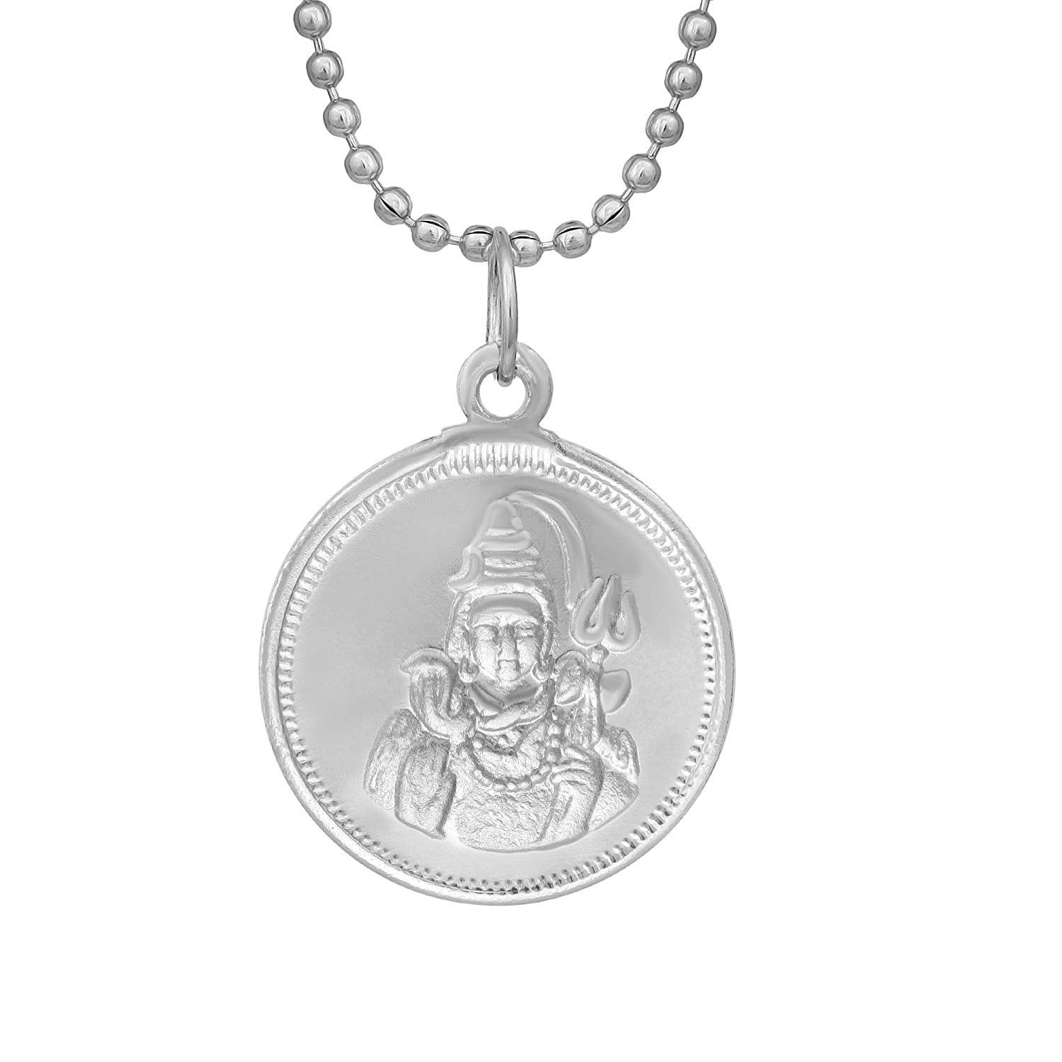 Silver Plated Shiv Mahadev Shiva Shankar Reversible Trishul Damru Enameled Coin Hindu God Pendant Necklace for Men and Women-image-33