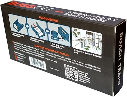 Miniatura 6 de BUGGOFF - Trampa para cucarachas, paquete de 40 trampas de pegamento con cebo, mata cucarachas en interiores y exteriores, ideal para el hogar,