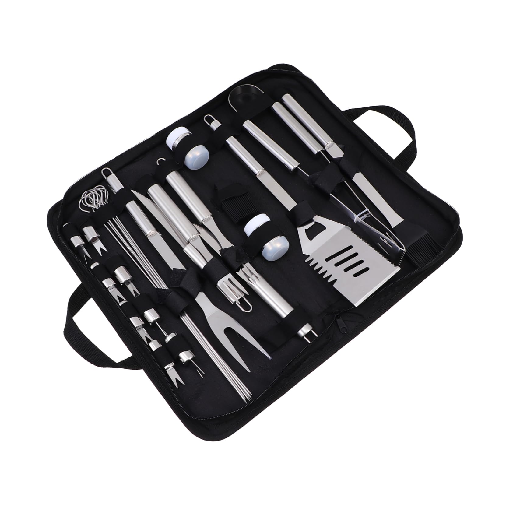 Set Utensili Barbecue Forchetta Taglierina Spazzola e Pala | Utensili Barbecue, Set da 1 Pezzo in Acciaio Inox, Borsa Oxford per Facile Conservazione, Uso Outdoor