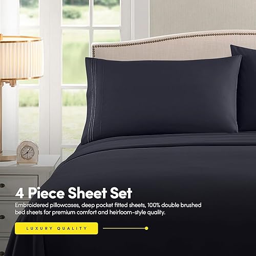 Vista 245 de 1500 Supreme Collection - Juego de sábanas extrasuaves con esquinas tipo bolsillos profundos, ropa de cama hipoalergénica sin arrugas, más de 40