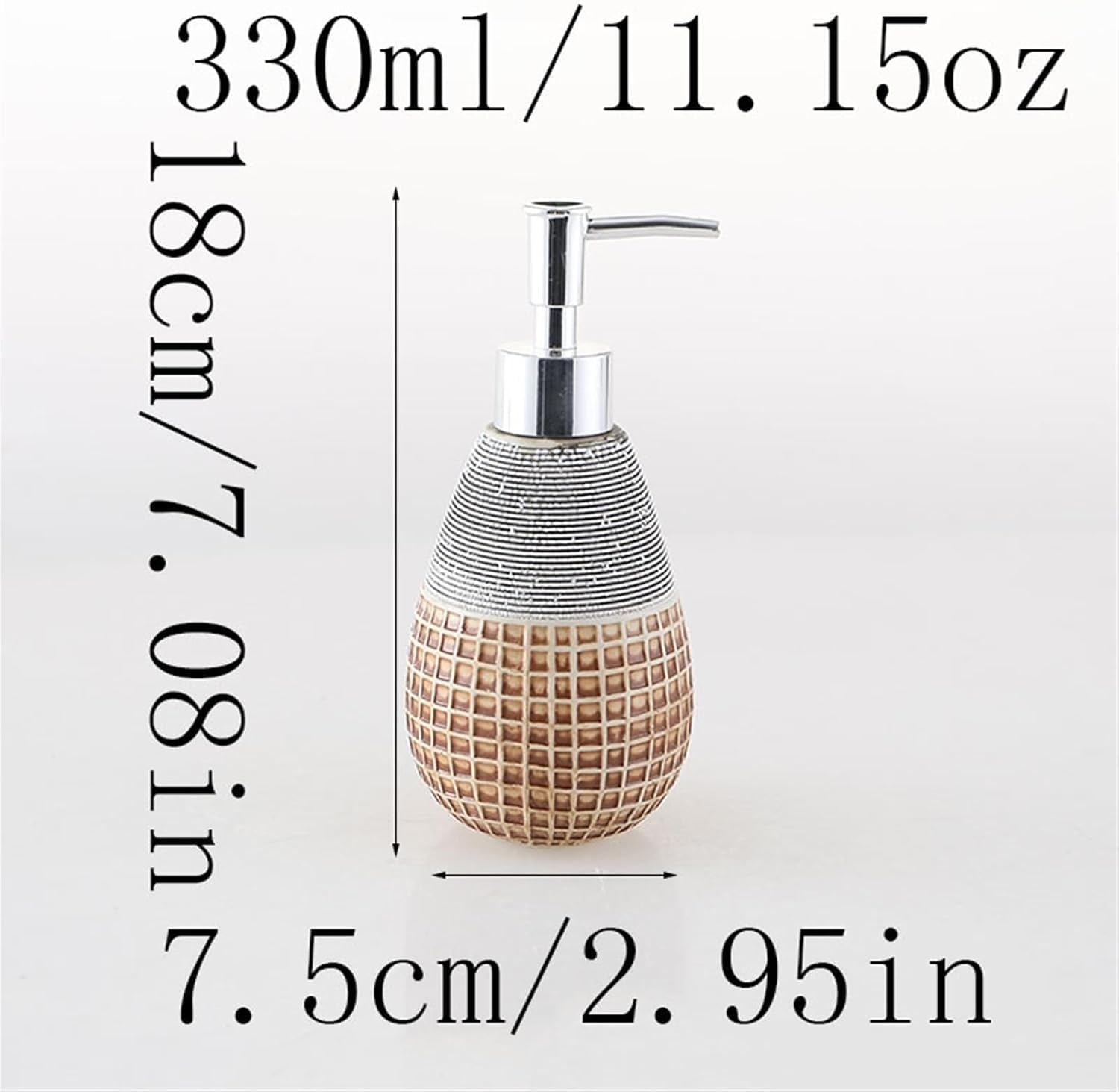 Wiederverwendbar 330 ml/11,15 oz Kleiner Seifenspender für Bad und Küche, Keramik-Pressspenderflasche, Shampoo-Duschgel-Flasche Langlebig