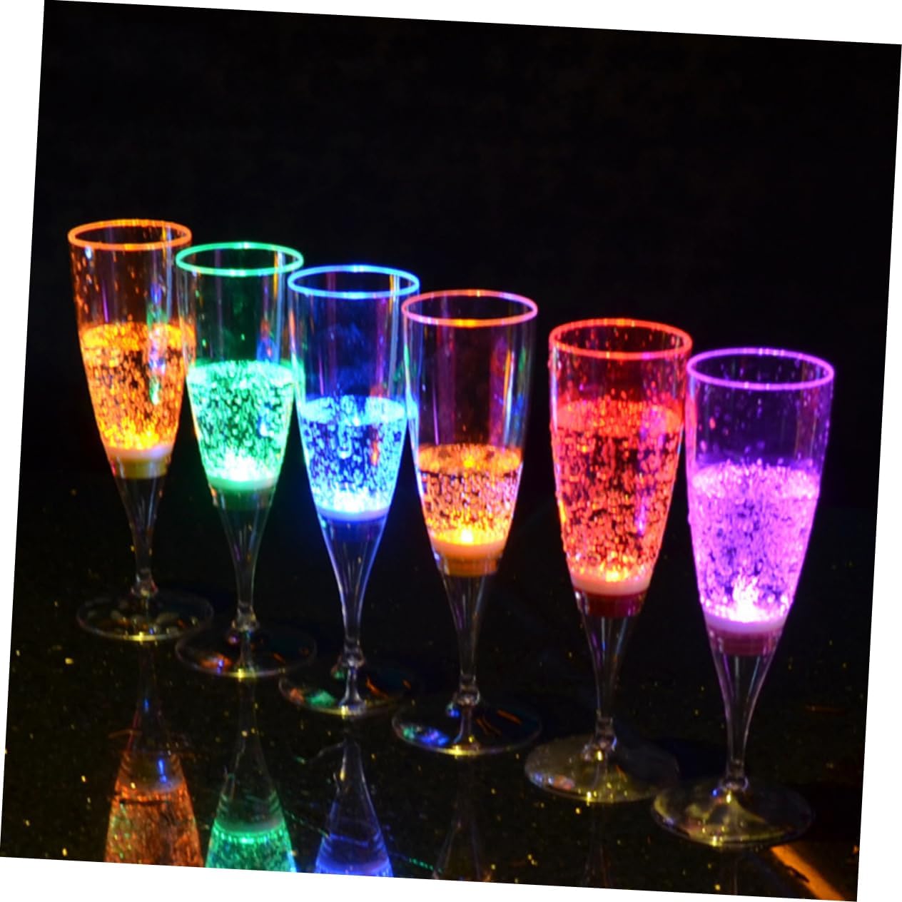 6pcs Plastic Led Light Wine Glasses Liquid Activated Cups for Celebrations Goblets