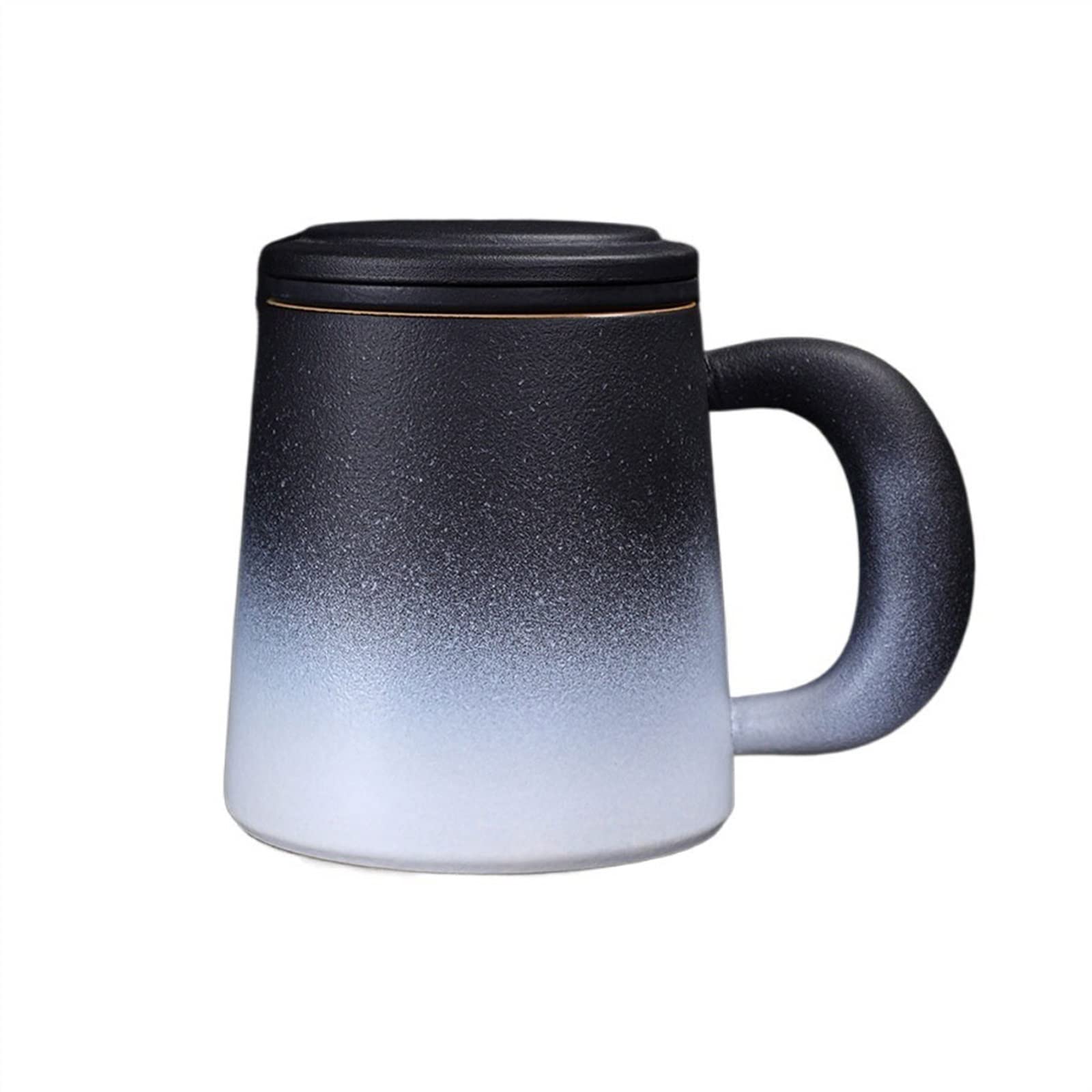 SUNESA Tasse Becher Keramikbecher 450 ml Trinkbecher mit großem Fassungsvermögen, mit Deckel und Filter, antike Teetasse Kaffeetassen (Color : A)
