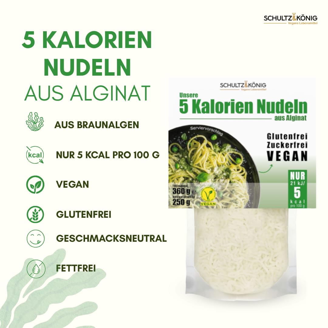 5-Kalorien-Nudeln 250g | Algen Nudeln | Glutenfrei & Vegan | 5kcal pro 100g | Schultz und König (10)