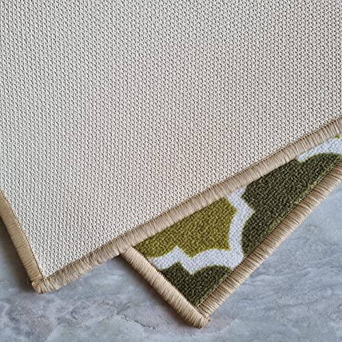Image of Matz&More Trellis Islamic Floor Mat | 40x60 CM | Two Toned Olive | Nylon Tufted Gel Baking Anti-Slip | Doormat for Home Entrance, Kitchen & Bedroom