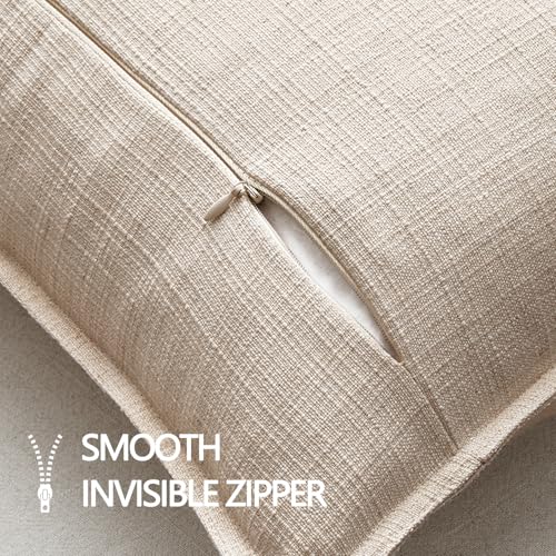 Image of MIULEE Pack of 2 Thick Textured Couch Throw Pillow Covers 18x18, Oatmeal Linen Decorative Pillow Covers, Neutral Cushion Cases for Sofa Bed Living Room Modern Farmhouse Home Decor, No Filling