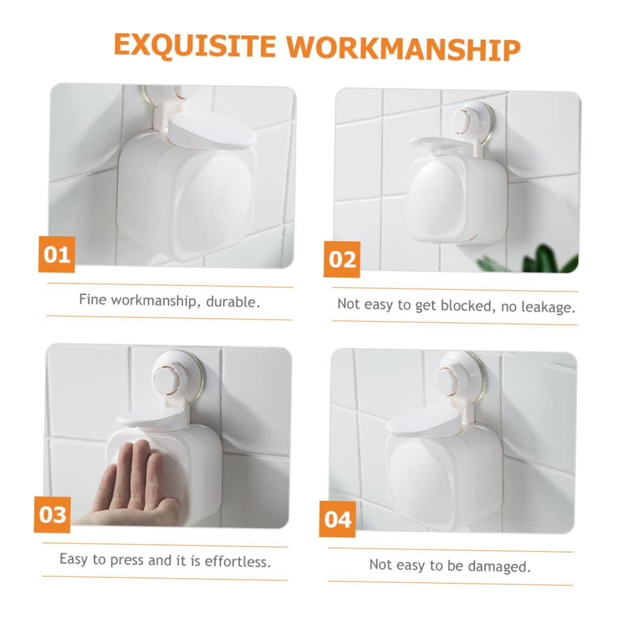 HOLIDYOYO Hand Soap Pump Suction Cup Wall-Mounted Soap Dispenser for Bathroom Kitchen Hotel