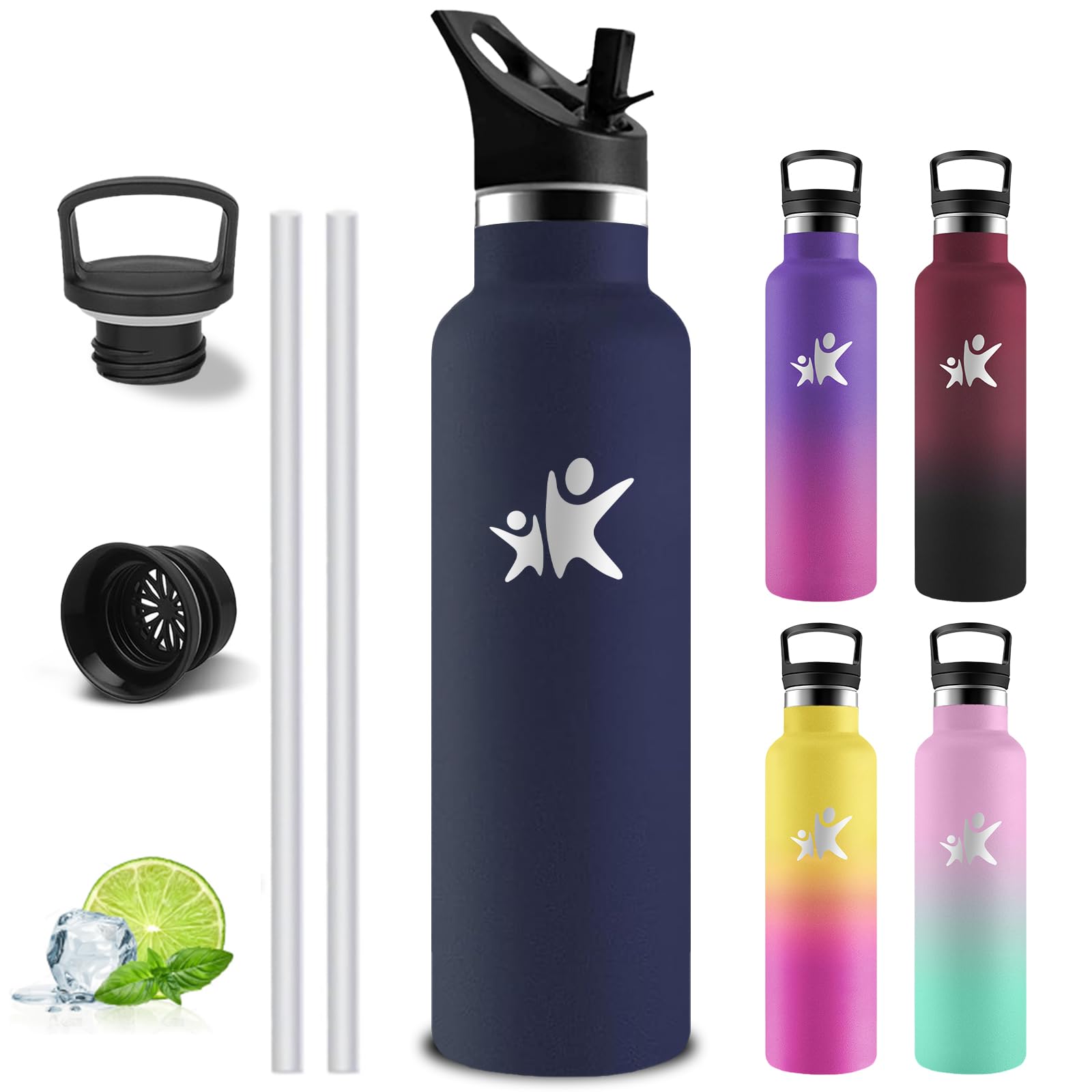 Borraccia Termica, Borraccia 1 litro, Senza BPA, Bottiglia Termica, Con filtro e Cannuccia, Borracce Termiche, Mantiene Caldo per 12 Ore/Freddo 24 Ore, Borracce per Trekking, Sport, Ciclismo