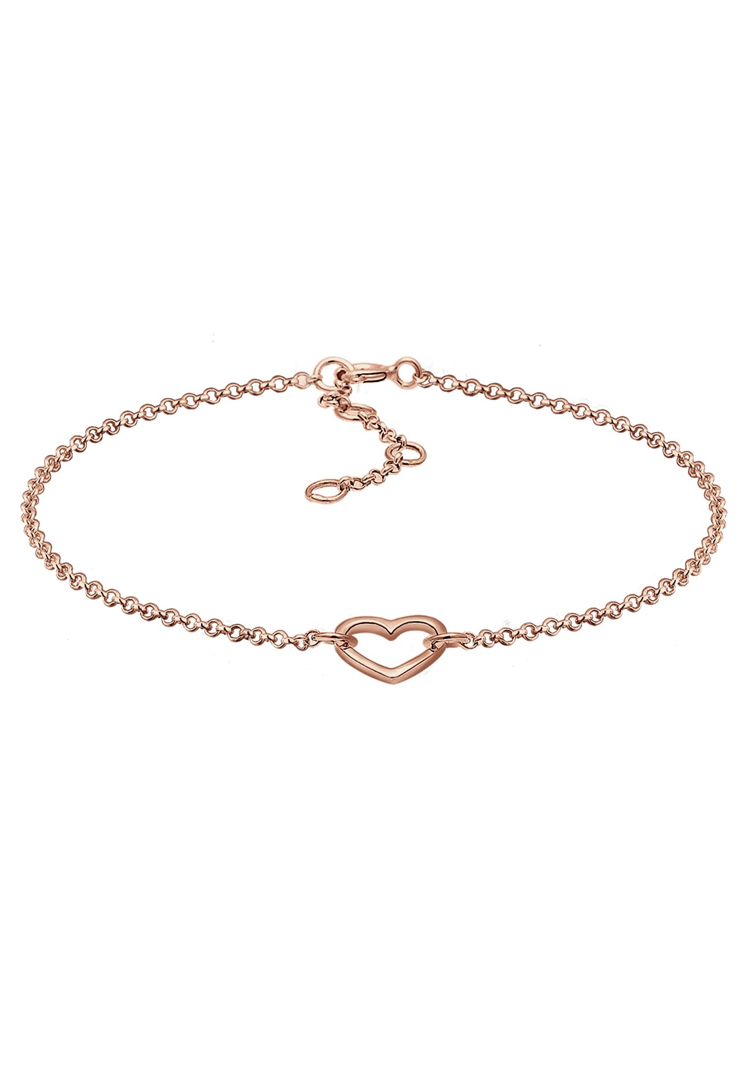 Elli Women 925 Sterling Silver Gold Plated Heart Bracelet of 17cm 0212760715