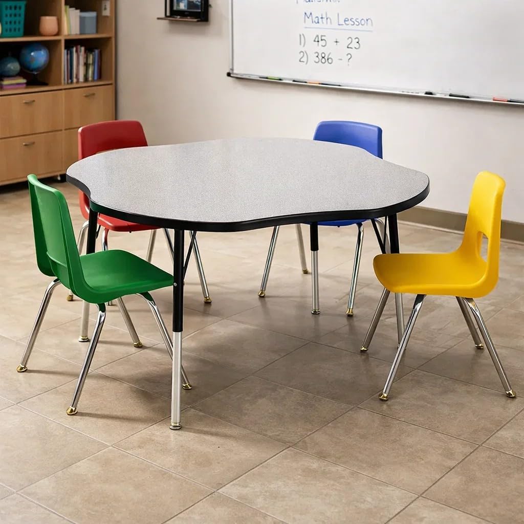 ENCASED 48" x 48" Clover Activity Table with Adjustable Legs