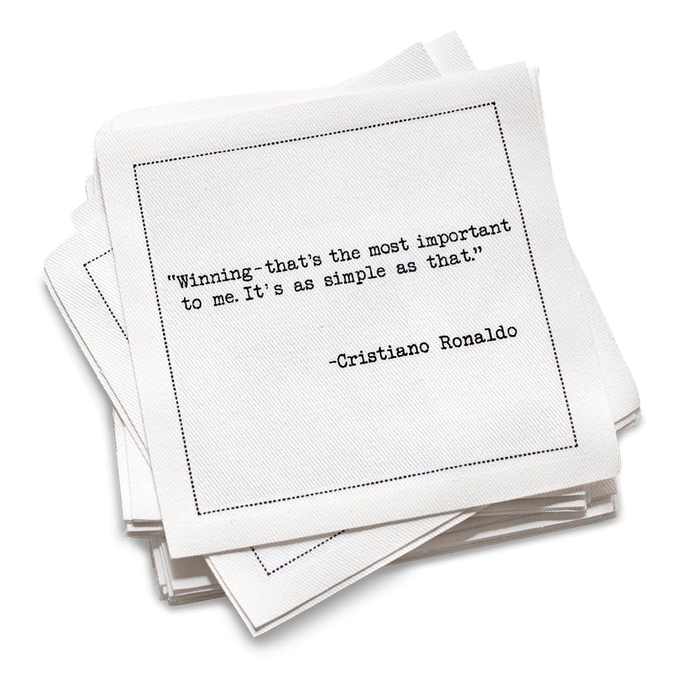 Five Star Napkins White Cocktail Napkins – 50 Luxury Cotton Disposable Cocktail Party Napkins with Quotes – 4.5" x 4.5" for Home Bars, Game Nights, Beverages, Birthdays, Weddings & Holidays — image 1