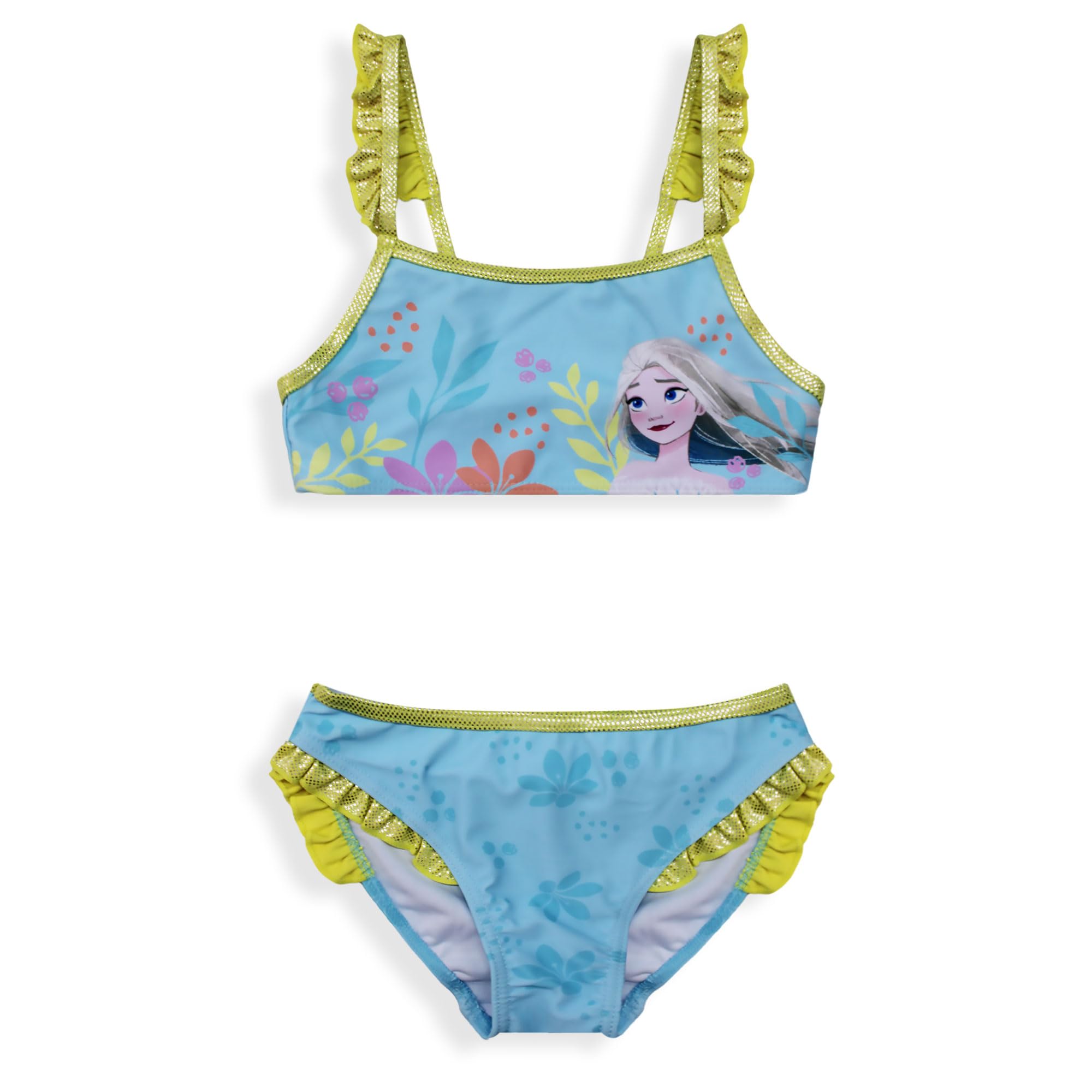 Disney Traje de baño bikini playa niña Frozen Elsa 2 piezas con volantes 6666