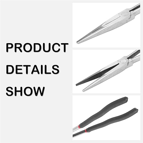 Miniatura 7 de Alicates de punta de aguja de 16 pulgadas, alicates de mango extendido, alicates de nariz de mango extra largo, alicates de punta de aguja con mango