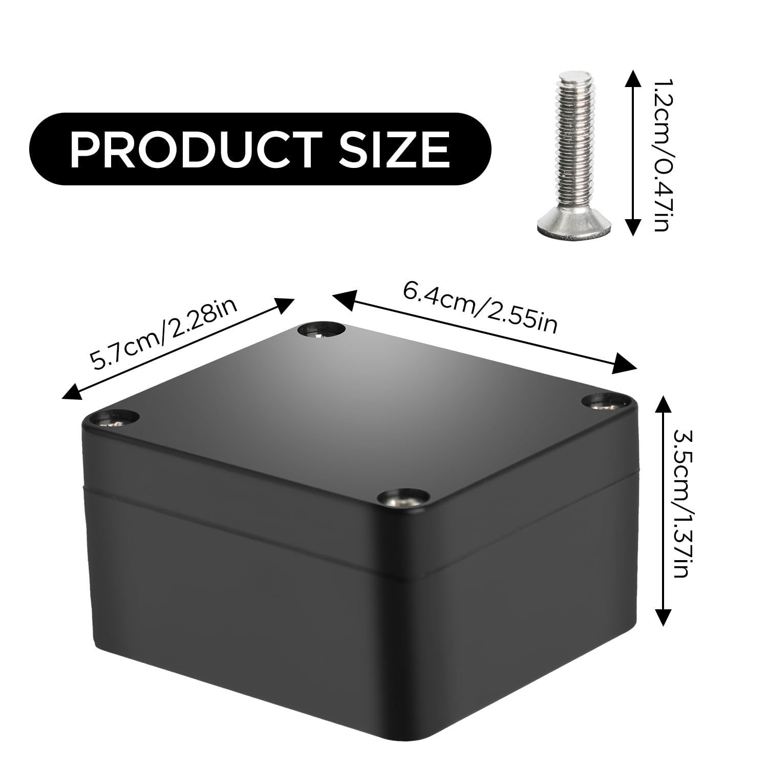 6pezzi Scatole di giunzione impermeabili, connettori per cavi elettrici esterni IP67, scatole di progetto in ABS, scatole di giunzione per cavi di prolunga (63x58x35mm, nero)