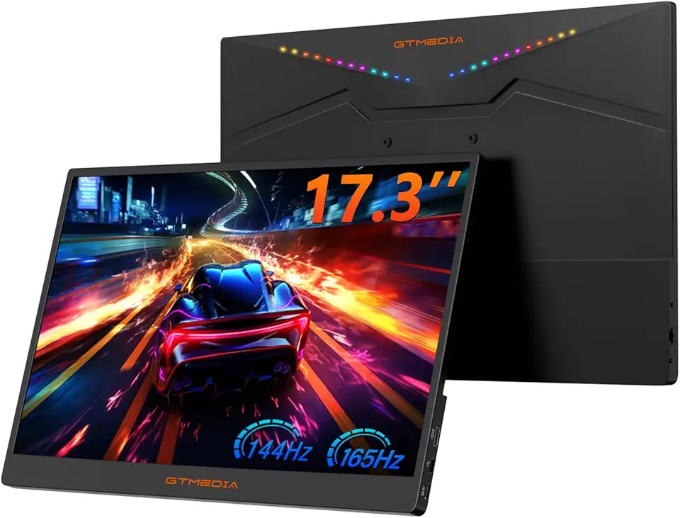 GTMEDIA Monitor Portátil Para Jogos 2.5K 165Hz, 17,3'', 2560 * 1440 Qhd, 100% Srgb Hdr Freesync, Segunda Tela Externa Laptop, Celular, Mac E Ps5