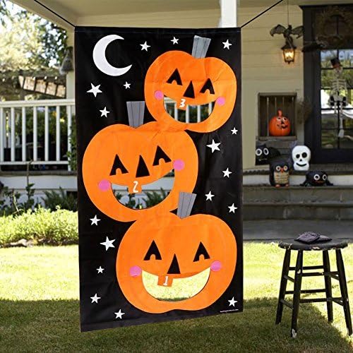 AerWo Pumpkin Bean Bag Toss Games + 3 Bean Bags, Halloween Games for Kids Party Halloween Decorations