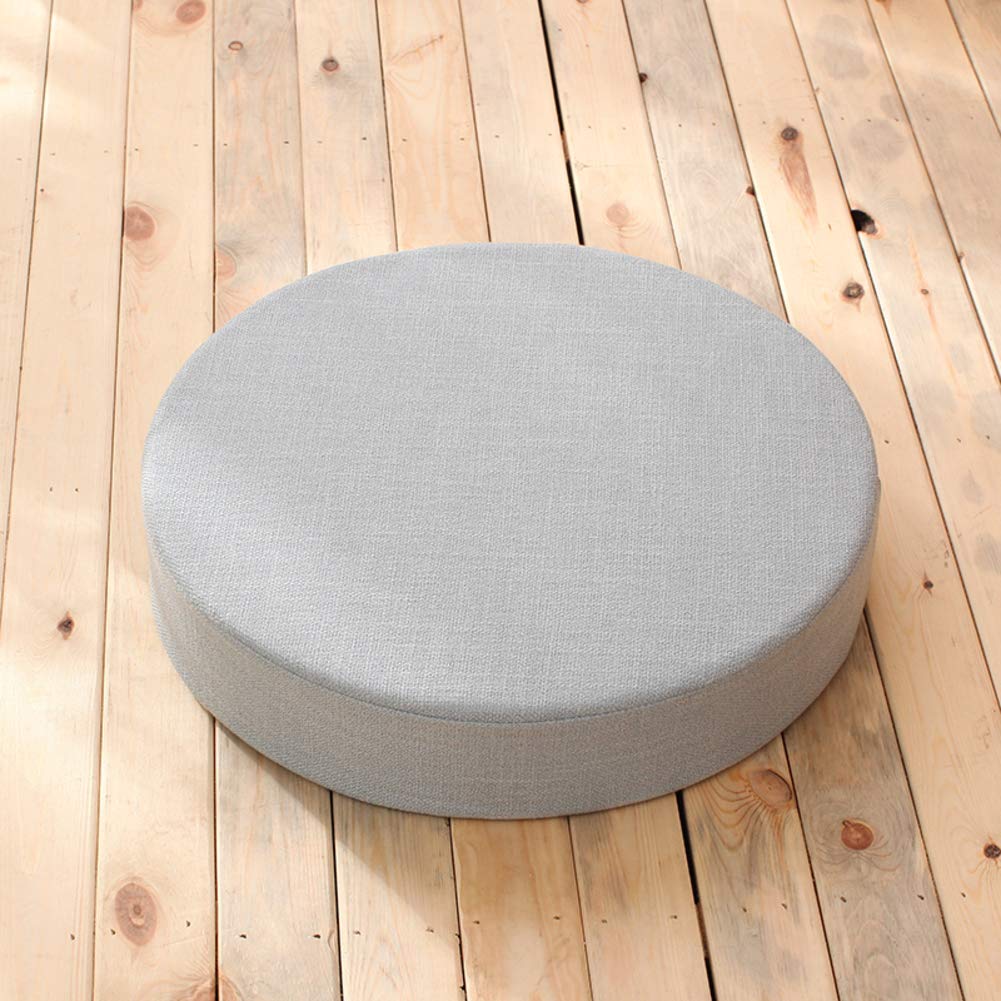JINTIANSDS Cotton Linen Round Futon Chair Pads,japanese Tatami Cushions,removable Durable Chair Cushion For Yoga Meditation Light Grey 40x40x10cm(16x16x4inch)