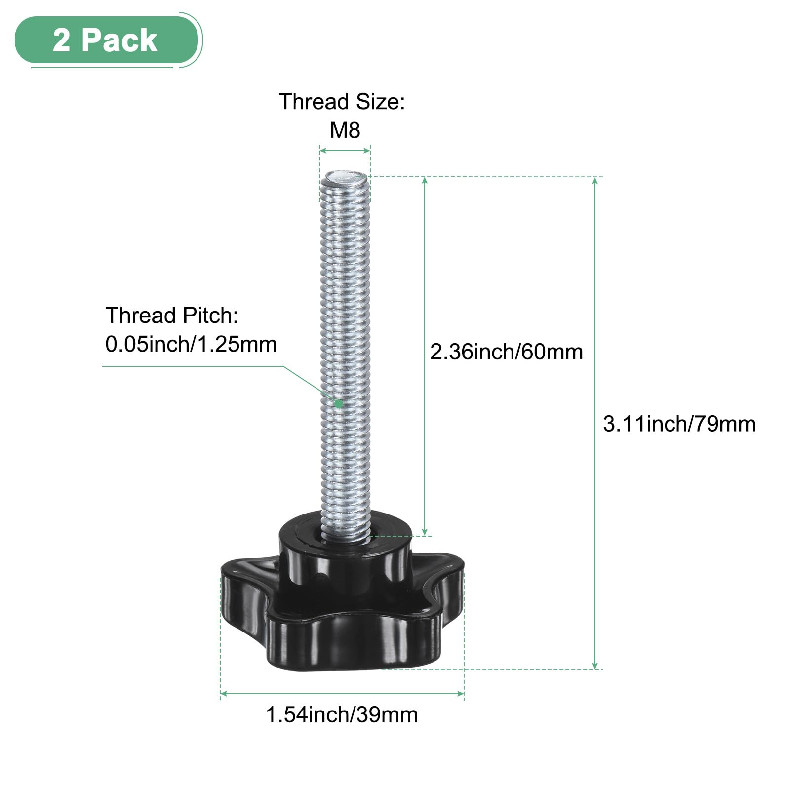 M METERXITY 2-Pack Star Clamping Knobs - Image 3