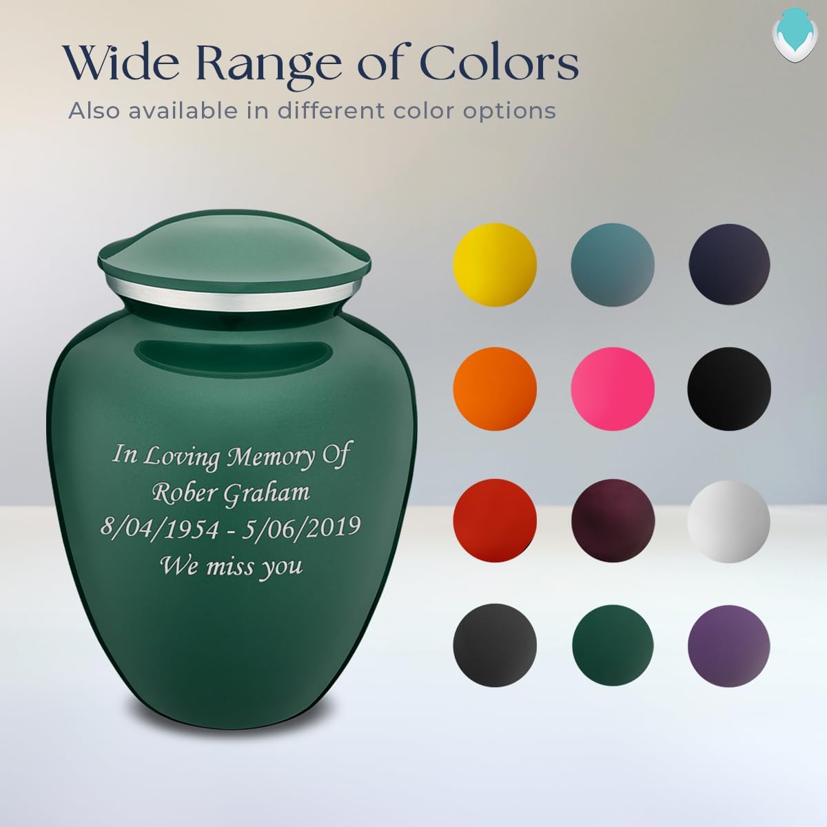 Geturns Embrace Adult Personalized Cremation Urns for Human Ashes I Large Green Funeral Urn for Men and Women I 200 lbs