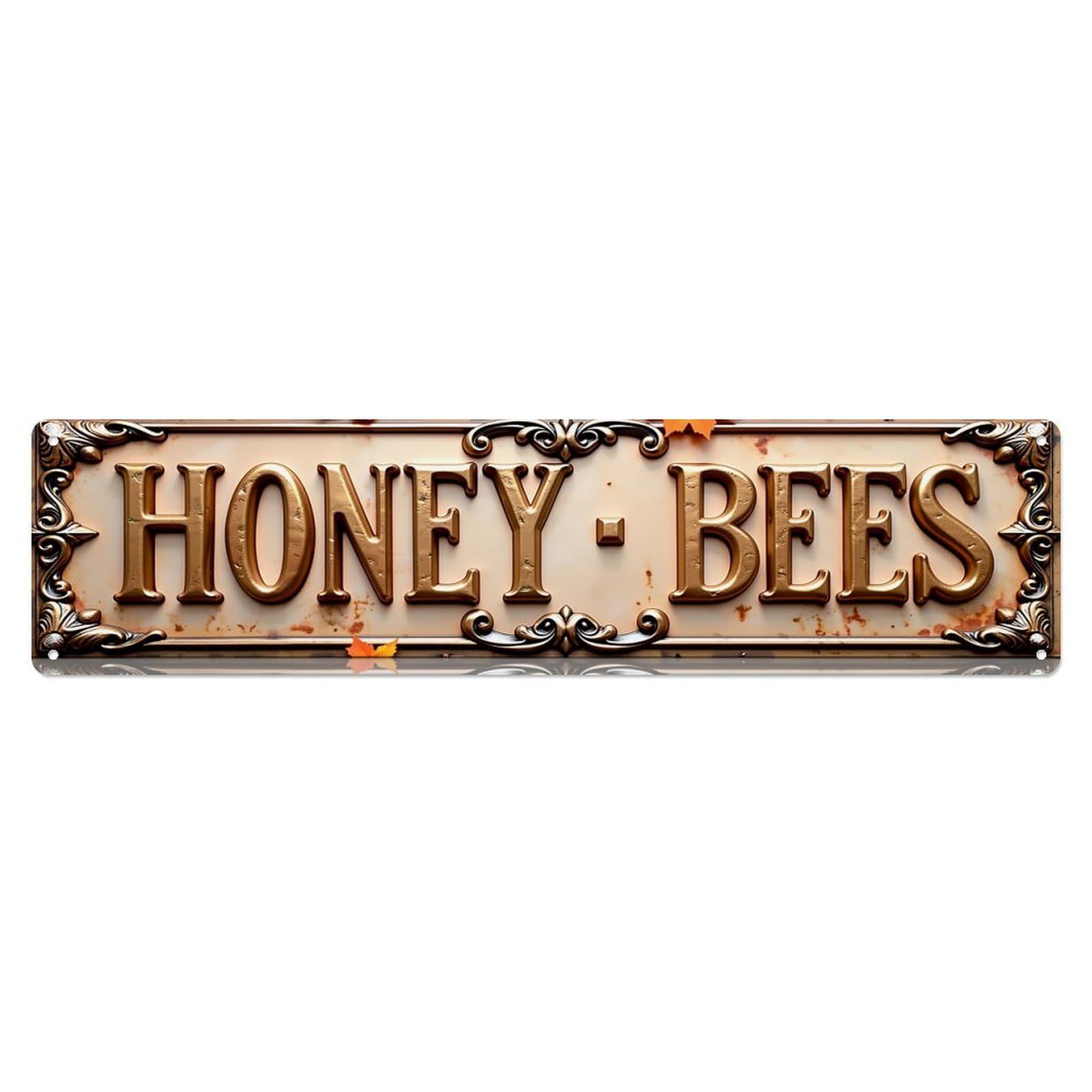 Honey Bees Sign Pattern Print Vintage Tin Sign Retro Metal Wall Decor Metal Poster, Home Bar Garage Farmhouse Cafe Wall Art Decoration 4x16Inch