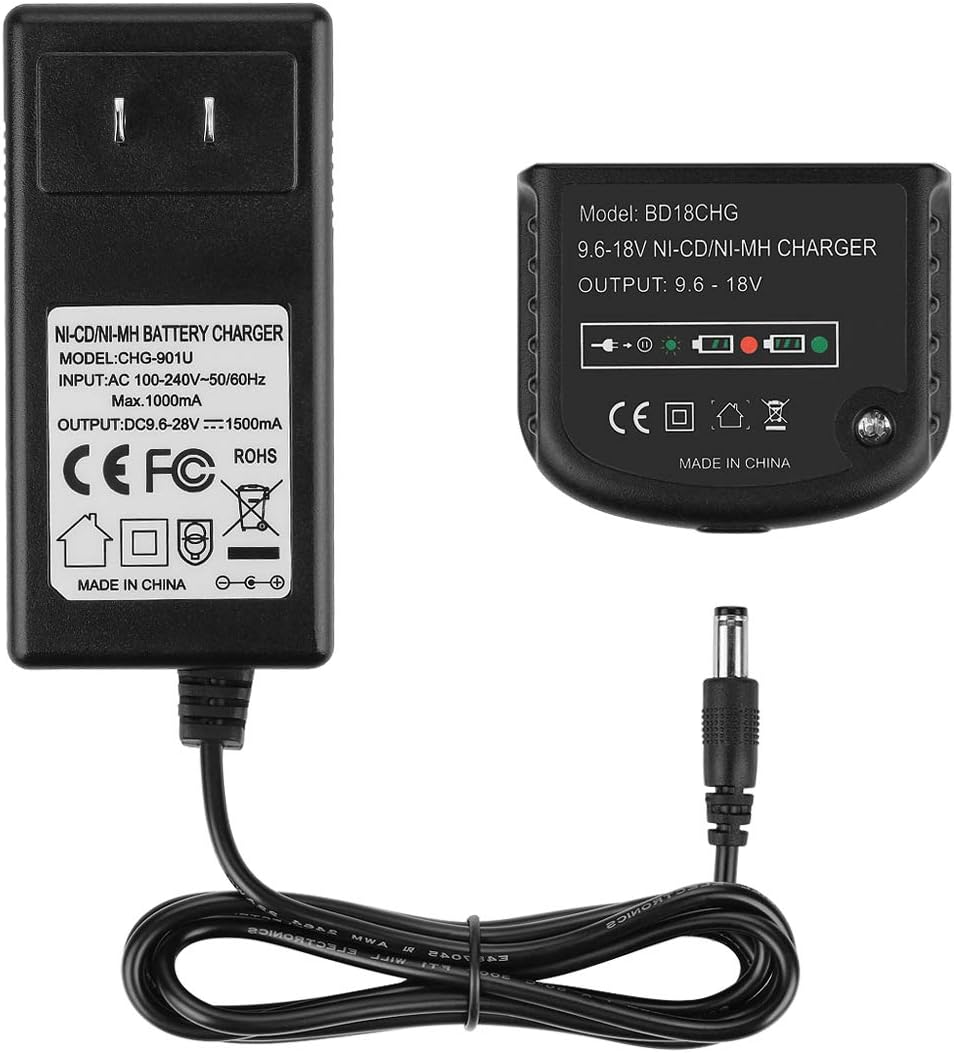 YABELLE 9.6-18 Multi-Volt 1.5Ah Replacement Battery Charger 90556254-01 for Black and Decker NiCad NiMh Slide Style Batteries HPB18-OPE HPB18 FSB18 HPB14 FSB14 HPB12 FS12B HPB96 FSB96