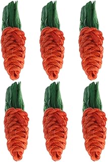 POPETPOP Puppy Chew Toys Hamster Chew Toys 6 Pcs Rabbit Chew Toys Bunny Chew Toys for Teeth Grinding Cotton Rope Toys Carrot Chew Toys (M, Orange) Puppy Teething Toy Puppy Teething Toys