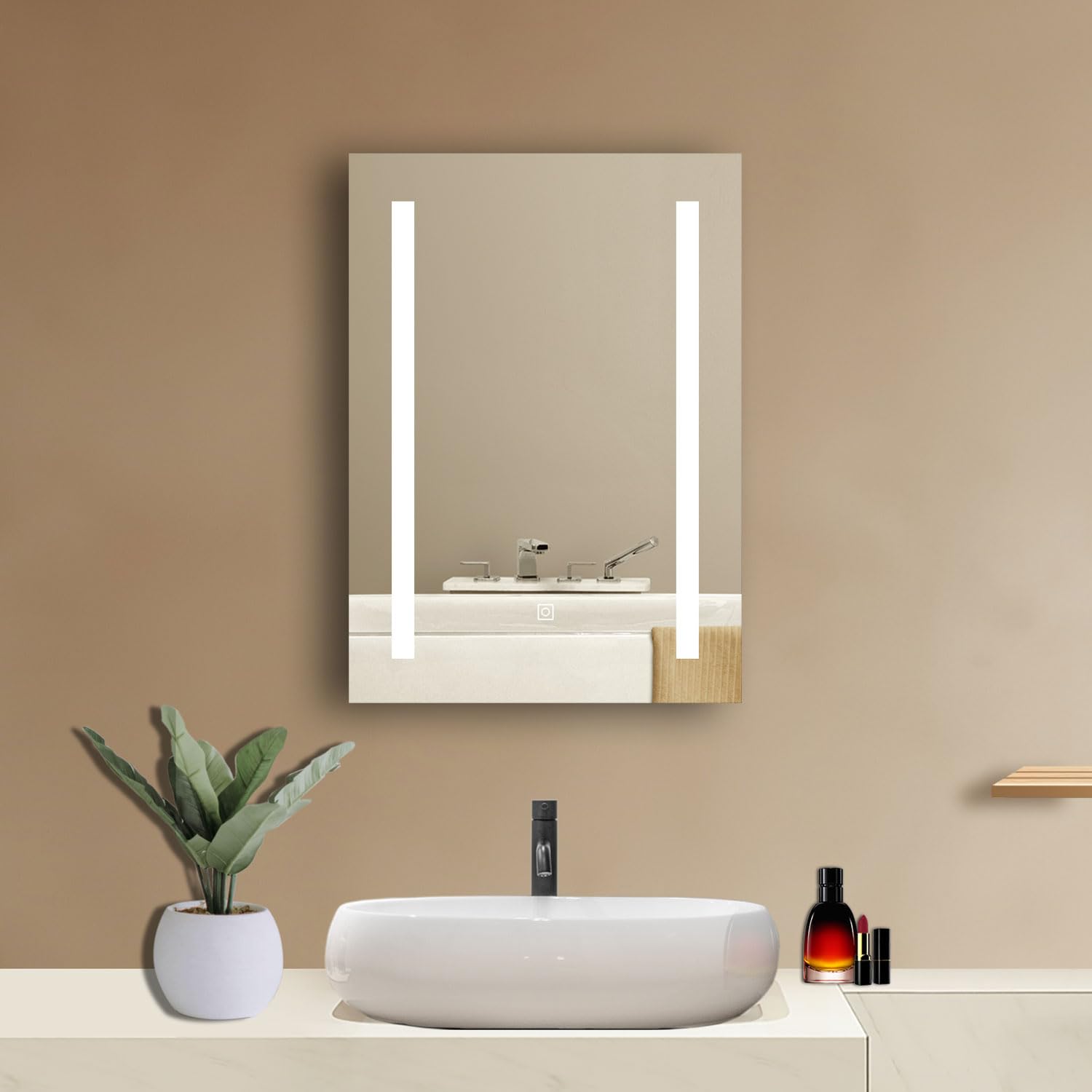 Simple 500 * 700MM Bathroom LED Mirror with Dimmable Illuminated,Anti-fog IP44,Memory Function Touch Sensor Wall Mounted Vanity Mirror