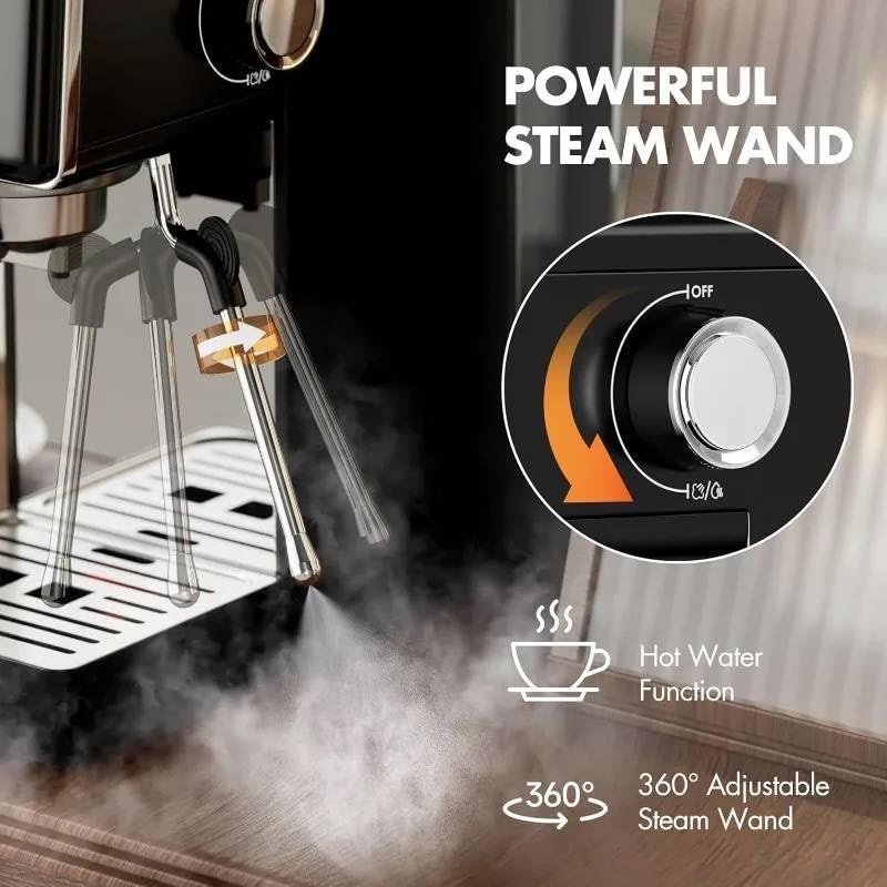 Image of Fastlink‚Compact 15 Bar Espresso Machine with Milk Frother - Make Authentic Espresso & Lattes at Home