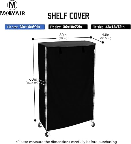 Miniatura 3 de Cubierta impermeable para estantes de alambre, resistente Oxford 600D a prueba de polvo, almacenamiento al aire libre con cremallera, 30 pulgadas de