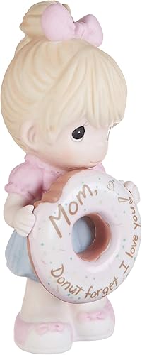 Miniatura 1 de Precious Moments Mom Donut Forget I Love You Girl with Donut Bisque Figura de porcelana