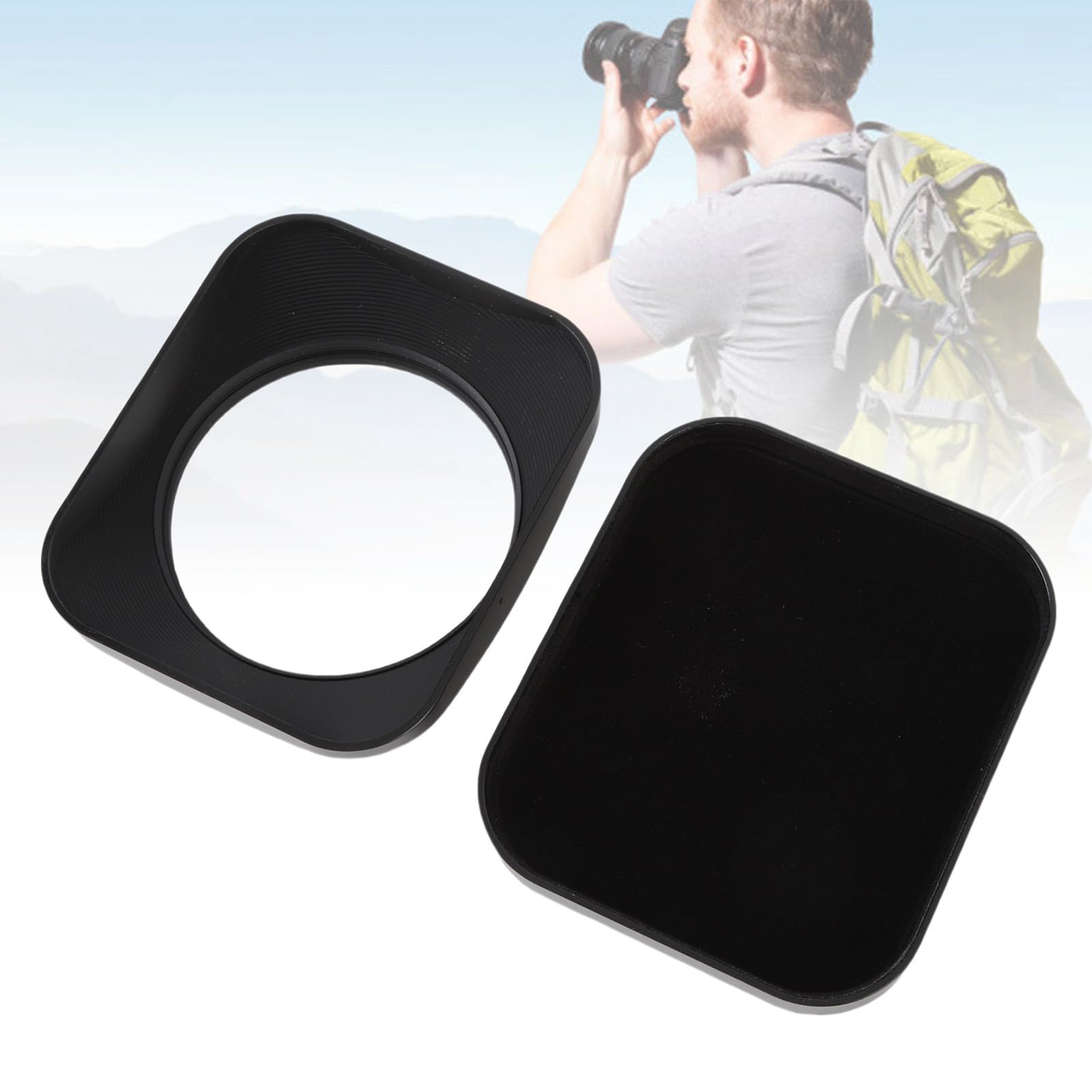 Paraluce Professionale Quadrato per Fotocamera, Lavorazione CNC in Lega di Alluminio Ad Alta Resistenza, Blocca la Luce Diffusa e Riduce il Riflesso per Fotocamere Mirrorless DSLR, Lente (58MM)