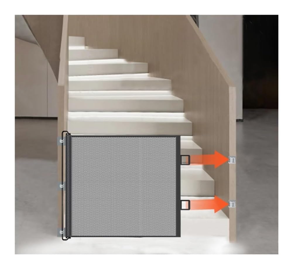 Puerta retráctil para mascotas para puertas y escaleras, puerta de seguridad extra ancha para perros, perfecta para uso en interiores y exteriores