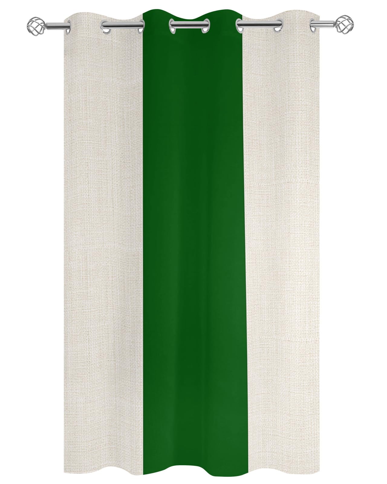 Hokiten Green Striped Outdoor Curtains for Patio, Waterproof Porch Curtain, Farmhouse Green Rustic Burlap Grommet Privacy Drapes Curtains for Cabana, Deck, 1 Panel, 54