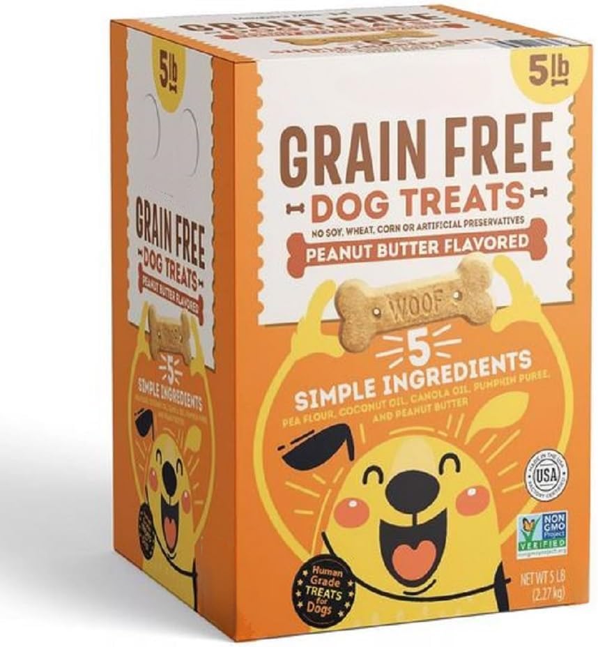 Dog Treats Peanut Butter Flavored Grain Free 5 Simple Ingredients Bulk 5 lb Box Dogs Love Them