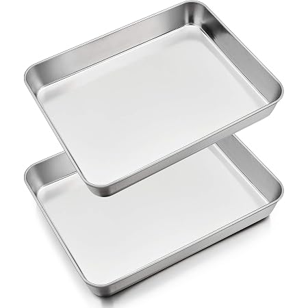 Amazon.com: P\u0026P CHEF - Sartén para horno (2 unidades, rectangulares, 9.8 x  7.9 x 1.6 in), acero inoxidable puro, no tóxico y resistente : Todo lo demás