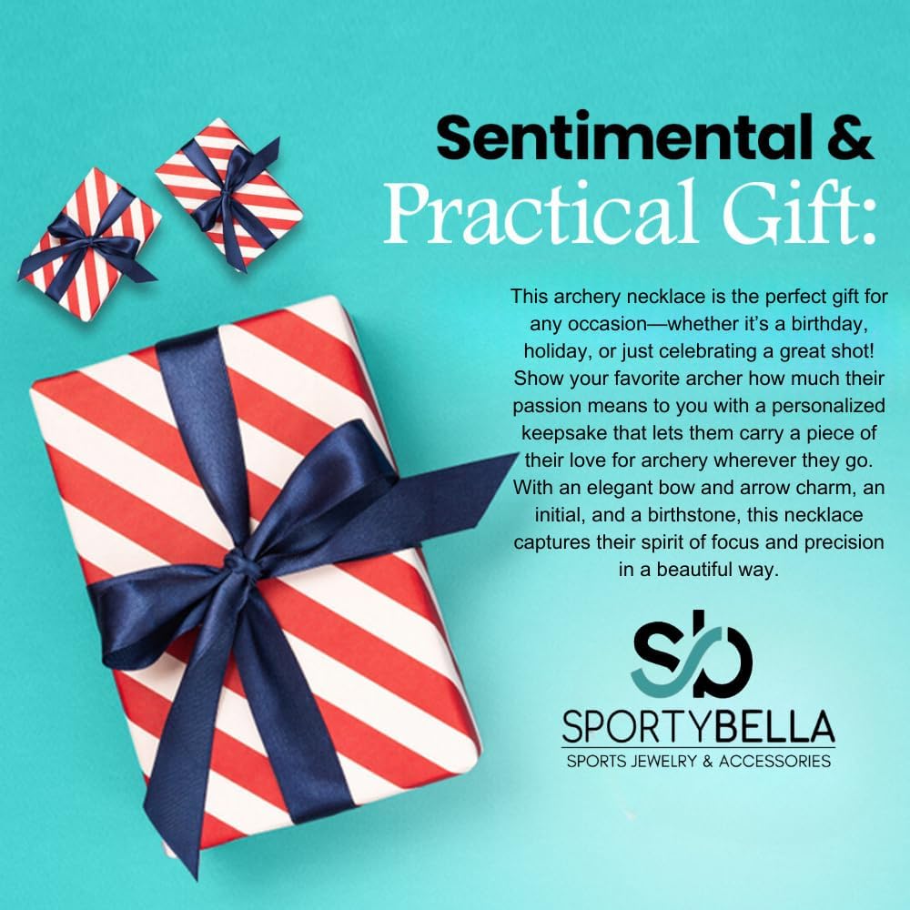 Personalized Archery Bow and Arrow Charm Necklace, Archery Jewelry, Gift for Women, Teens and Girls, Archer Gifts - Image 3