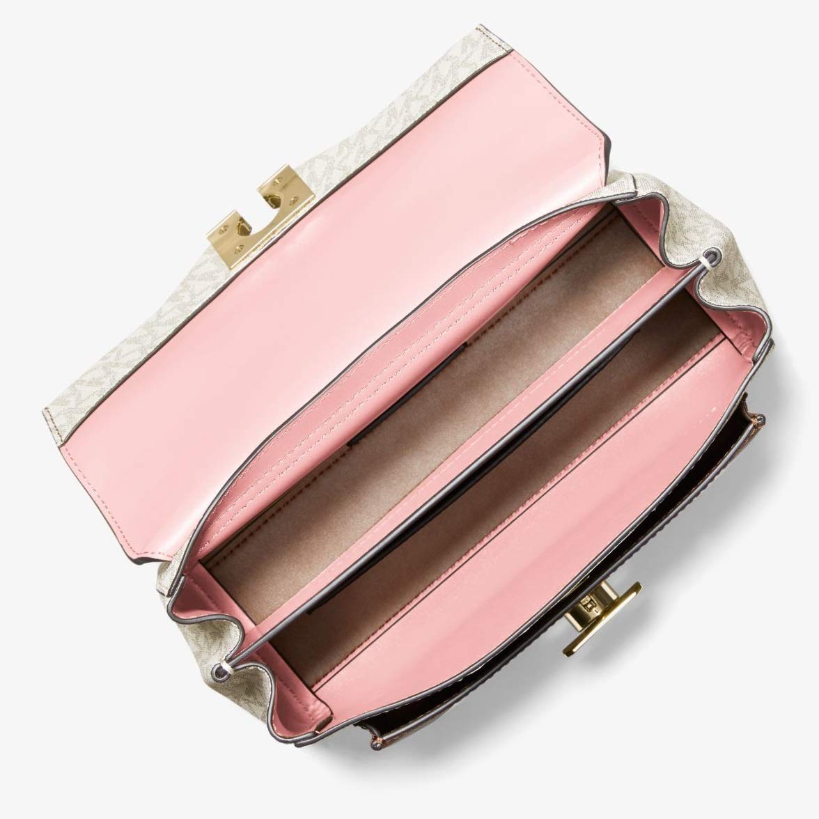 Michael Kors Lita Medium TwoTone Logo Crossbody Bag, Powder Blush