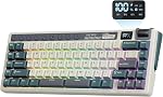 RK ROYAL KLUDGE M70 Clavier mécanique sans fil avec clés macro 2,4GHz/Bluetooth/Wired 75% Jeu de clavier avec 6000mAh Affichage du joint d'étanchéité de la batterie & Bouton RGB Commutateur de crème linéaire à chaud